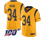 Youth Los Angeles Rams #34 Malcolm Brown Limited Gold Rush Vapor Untouchable 100th Season Football Jersey