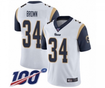 Youth Los Angeles Rams #34 Malcolm Brown White Vapor Untouchable Limited Player 100th Season Football Jersey