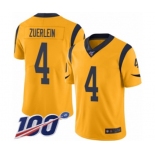 Youth Los Angeles Rams #4 Greg Zuerlein Limited Gold Rush Vapor Untouchable 100th Season Football Jersey