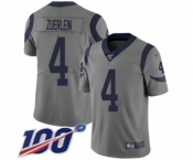 Youth Los Angeles Rams #4 Greg Zuerlein Limited Gray Inverted Legend 100th Season Football Jersey