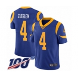 Youth Los Angeles Rams #4 Greg Zuerlein Royal Blue Alternate Vapor Untouchable Limited Player 100th Season Football Jersey