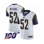 Youth Los Angeles Rams #52 Clay Matthews White Vapor Untouchable Limited Player 100th Season Football Jersey