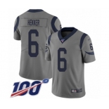 Youth Los Angeles Rams #6 Johnny Hekker Limited Gray Inverted Legend 100th Season Football Jersey