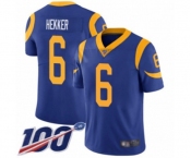 Youth Los Angeles Rams #6 Johnny Hekker Royal Blue Alternate Vapor Untouchable Limited Player 100th Season Football Jersey