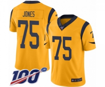 Youth Los Angeles Rams #75 Deacon Jones Limited Gold Rush Vapor Untouchable 100th Season Football Jersey