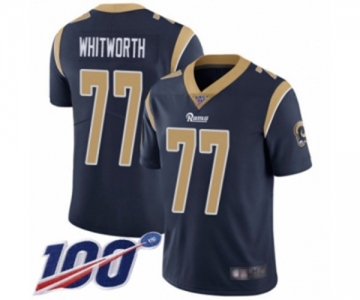 Youth Los Angeles Rams #77 Andrew Whitworth Navy Blue Team Color Vapor Untouchable Limited Player 100th Season Football Jersey