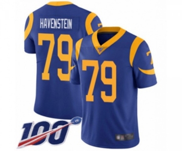 Youth Los Angeles Rams #79 Rob Havenstein Royal Blue Alternate Vapor Untouchable Limited Player 100th Season Football Jersey