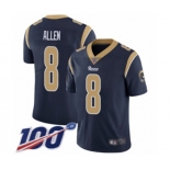 Youth Los Angeles Rams #8 Brandon Allen Navy Blue Team Color Vapor Untouchable Limited Player 100th Season Football Jersey