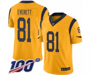 Youth Los Angeles Rams #81 Gerald Everett Limited Gold Rush Vapor Untouchable 100th Season Football Jersey