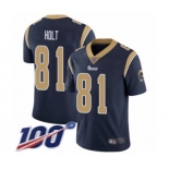 Youth Los Angeles Rams #81 Torry Holt Navy Blue Team Color Vapor Untouchable Limited Player 100th Season Football Jersey