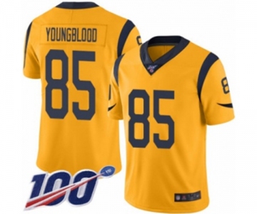 Youth Los Angeles Rams #85 Jack Youngblood Limited Gold Rush Vapor Untouchable 100th Season Football Jersey