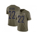 Youth Nike Los Angeles Rams #22 Marcus Peters Olive Stitched NFL Limited 2017 Salute to Service Jersey