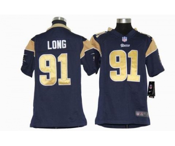 nike youth nfl jerseys st. louis rams #91 long blue[nike]