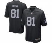 Men's Nike Oakland Raiders #81 Tim Brown Game Black Team Color NFL Jersey