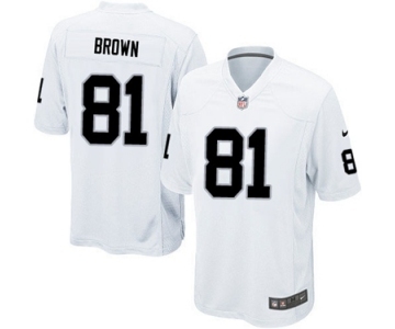 Men's Nike Oakland Raiders #81 Tim Brown Game White NFL Jersey