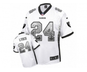 Men's Nike Oakland Raiders #24 Marshawn Lynch Elite White Drift Fashion NFL Jersey