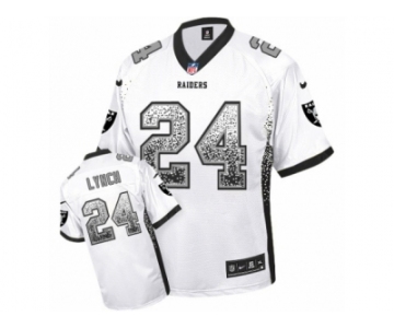 Men's Nike Oakland Raiders #24 Marshawn Lynch Elite White Drift Fashion NFL Jersey