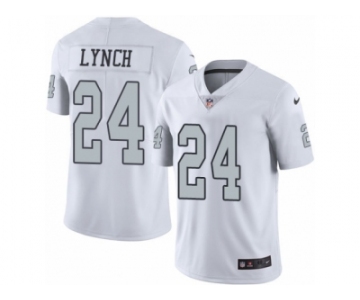 Men's Nike Oakland Raiders #24 Marshawn Lynch White Rush NFL Jersey