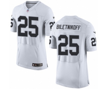 Men's Nike Oakland Raiders #25 Fred Biletnikoff Elite White NFL Jersey