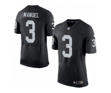 Men's Nike Oakland Raiders #3 E. J. Manuel Elite Black Team Color NFL Jersey