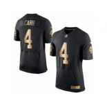 Men's Nike Oakland Raiders #4 Derek Carr Elite Black Gold Team Color NFL Jersey