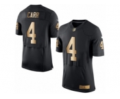 Men's Nike Oakland Raiders #4 Derek Carr Elite Black Gold Team Color NFL Jersey