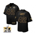 Men's Nike Oakland Raiders #42 Ronnie Lott Elite Black Pro Line Gold Collection NFL Jersey