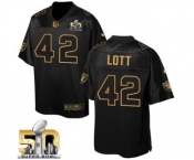 Men's Nike Oakland Raiders #42 Ronnie Lott Elite Black Pro Line Gold Collection NFL Jersey