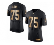 Men's Nike Oakland Raiders #75 Howie Long Elite Black Gold Team Color NFL Jersey