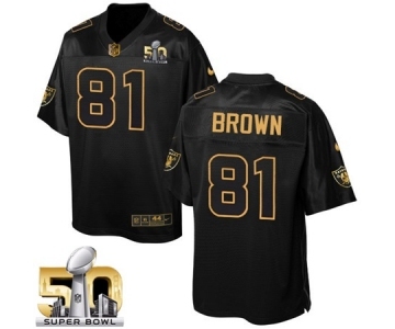 Men's Nike Oakland Raiders #81 Tim Brown Elite Black Pro Line Gold Collection NFL Jersey