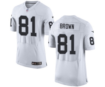 Men's Nike Oakland Raiders #81 Tim Brown Elite White NFL Jersey