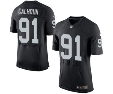 Men's Nike Oakland Raiders #91 Shilique Calhoun Elite Black Team Color NFL Jersey