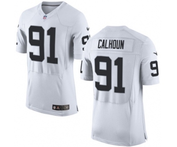 Men's Nike Oakland Raiders #91 Shilique Calhoun Elite White NFL Jersey