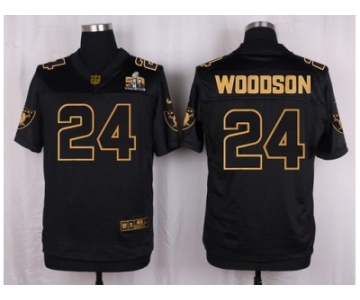 Nike Oakland Raiders #24 Charles Woodson Black Pro Line Gold Collection Jersey[Elite]