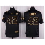 Nike Oakland Raiders #42 Ronnie Lott Black Pro Line Gold Collection Jersey[Elite]