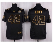 Nike Oakland Raiders #42 Ronnie Lott Black Pro Line Gold Collection Jersey[Elite]