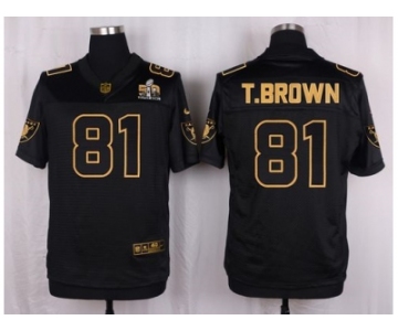 Nike Oakland Raiders #81 Tim Brown Black Pro Line Gold Collection Jersey[Elite]