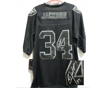 nike nfl jerseys oakland raiders #34 jackson black[Elite lights out signature]