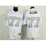 nike nfl jerseys oakland raiders #77 alzado white[Elite grey number]