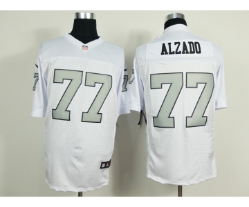 nike nfl jerseys oakland raiders #77 alzado white[Elite grey number]