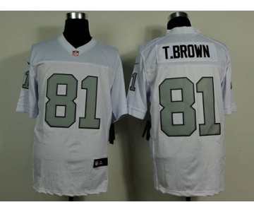 nike nfl jerseys oakland raiders #81 t.brown white[Elite grey number]