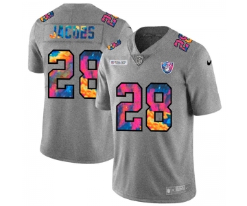 Las Vegas Raiders #28 Josh Jacobs Men's Nike Multi-Color 2020 NFL Crucial Catch NFL Jersey Greyheather