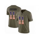 Men Nike Oakland Raiders #11 Sebastian Janikowski Limited Olive USA Flag 2017 Salute to Service NFL Jersey