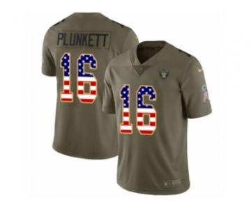 Men Nike Oakland Raiders #16 Jim Plunkett Limited Olive USA Flag 2017 Salute to Service NFL Jersey