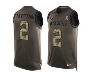 Men Nike Oakland Raiders #2 Giorgio Tavecchio Limited Green Salute to Service Tank Top NFL Jersey