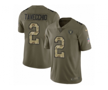 Men Nike Oakland Raiders #2 Giorgio Tavecchio Limited Olive Camo 2017 Salute to Service NFL Jersey