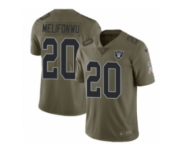 Men Nike Oakland Raiders #20 Obi Melifonwu Limited Olive 2017 Salute to Service NFL Jersey