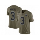 Men Nike Oakland Raiders #3 E. J. Manuel Limited Olive 2017 Salute to Service NFL Jersey