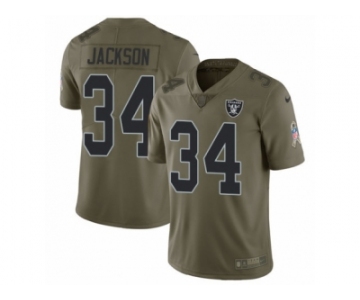 Men Nike Oakland Raiders #34 Bo Jackson Limited Olive 2017 Salute to Service NFL Jersey