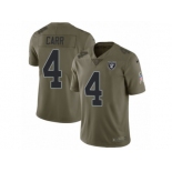 Men Nike Oakland Raiders #4 Derek Carr Limited Olive 2017 Salute to Service NFL Jersey